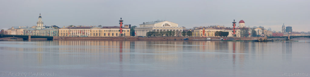 Санкт-Петербург, панорамное фото, стрелка Васильевского острова