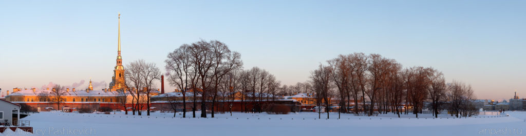 Петропавловская крепость, панорама, зима