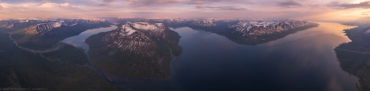 Плато Путорана, озеро Лама. От долины Дэме (слево) до Мелкого (справа)