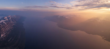 Панорама озера Лама от гор Кураанах до долины Кыгамю Озеро в сторону Мелкого